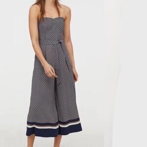 H&M Sleeveless Fitted Wide Leg One Piece Geometric Cropped Jumpsuit Women's 2